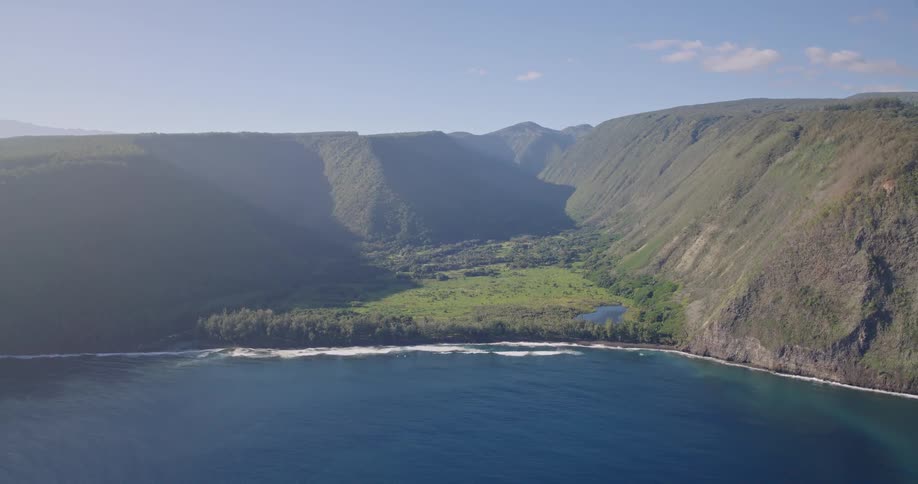 An aerial view of the coast