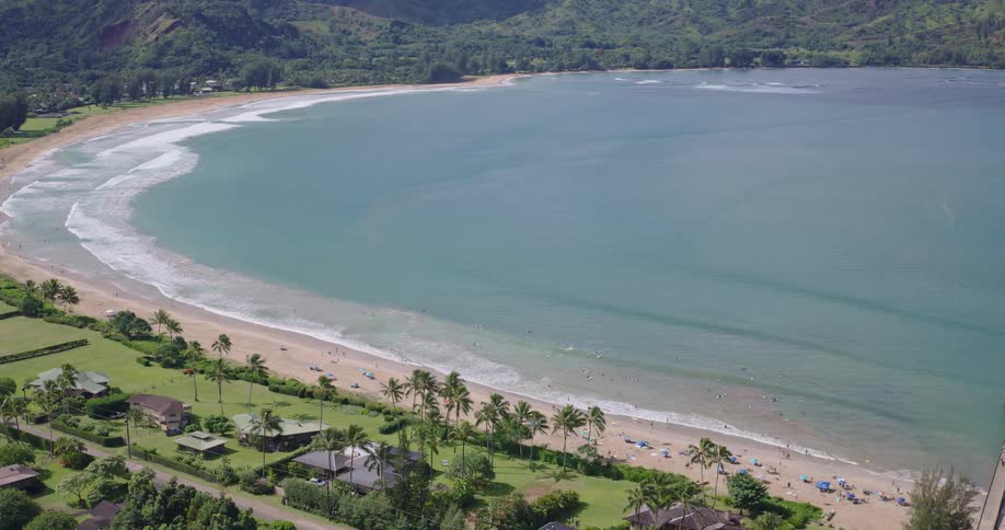 An aerial view of the beach on a sunny day