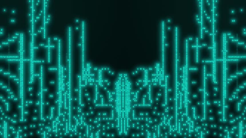 Blue pixels climb a screen