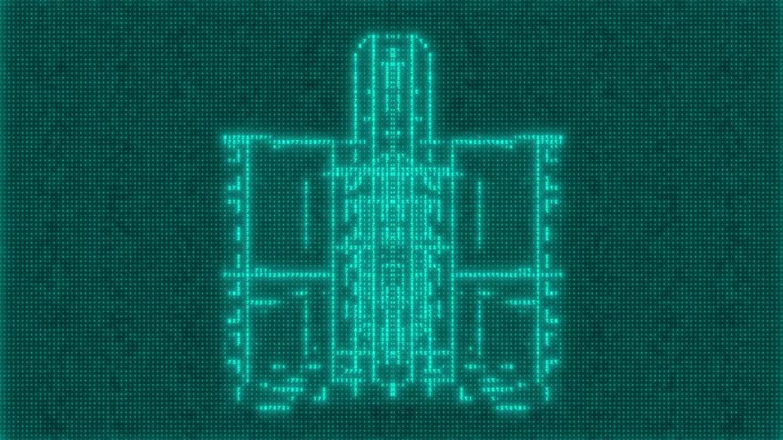 3d representation with bluegreen dots forming luminous lines in a futuristic style
