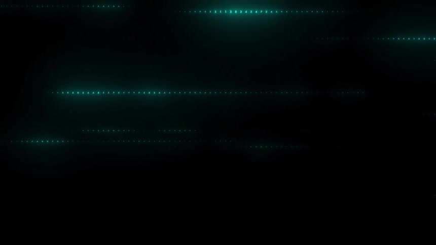 Luminous lines and numerical sequences on a dark background