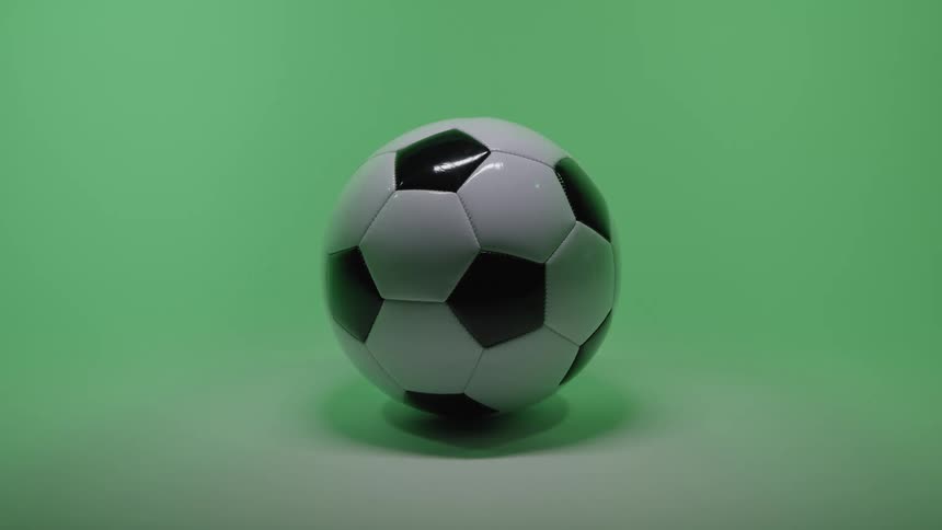 A view of a soccer ball in a studio