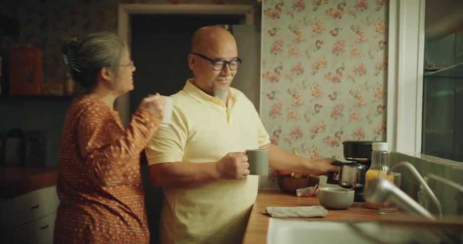 A group of people having coffee in a room