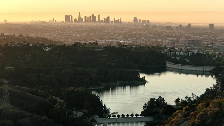 An aerial view of a city full of buildings