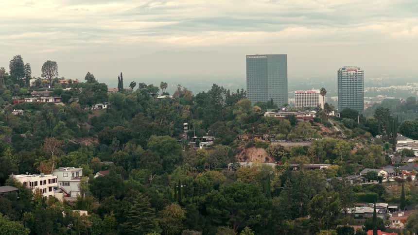 Houses and buildings of a suburban neighborhood in the mountains