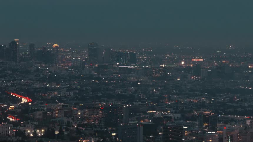Metropolitan area outdoors during night time