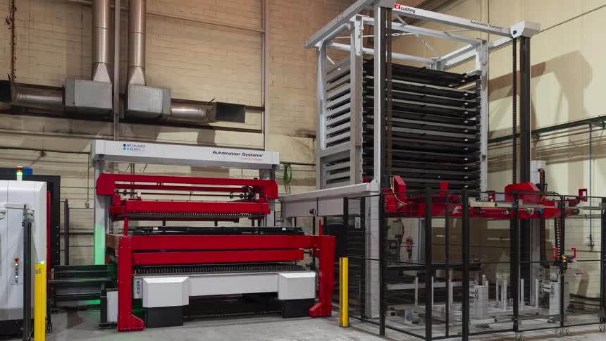 Automated industrial system with largescale machinery installed in a factory setting