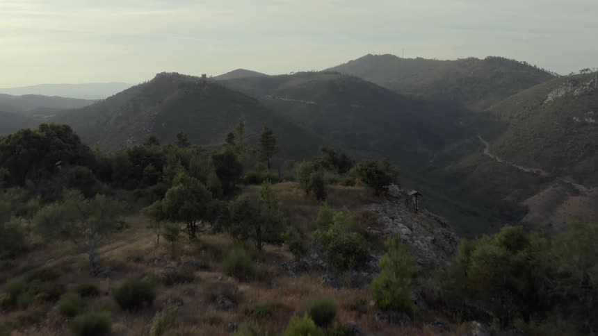 Vehicle traveling along a mountain trail