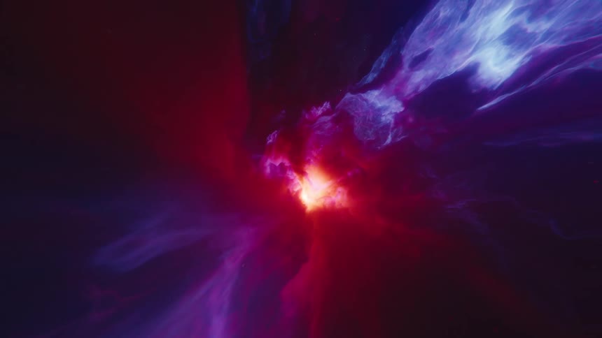 The nebula is full of clouds and color