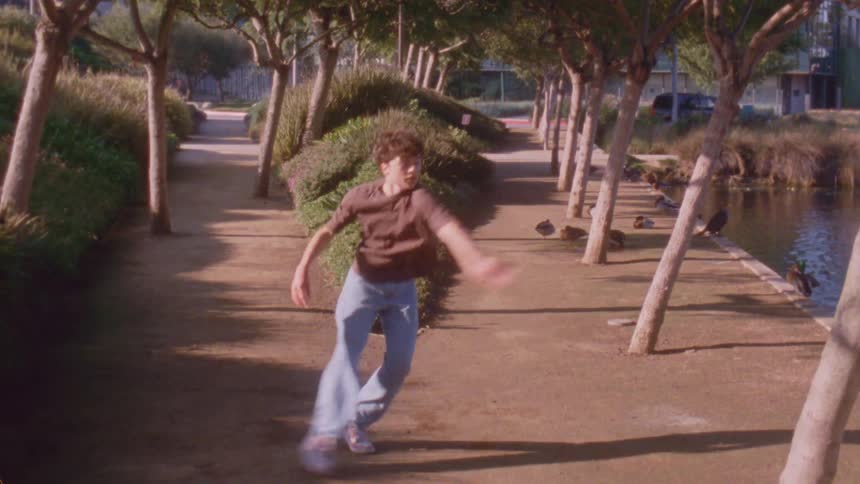 A person dancing outdoors