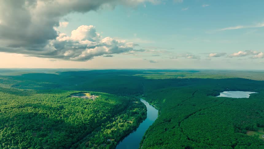 The clouds flow over the landscape