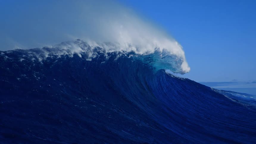 Large wave breaking forcefully