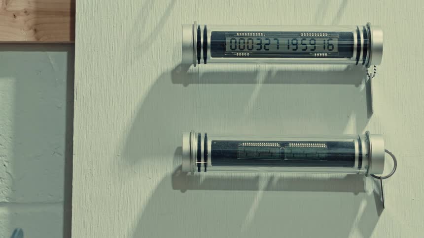 A view of some cylinders with numbers on them