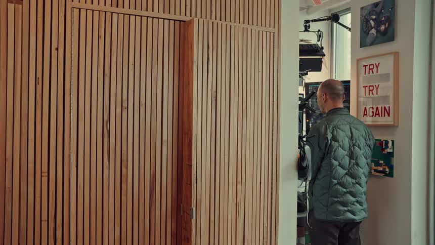 A man looking into an office