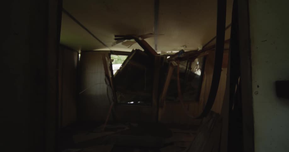 A view of a house that has been destroyed