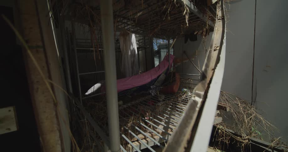 A view of a building that has been destroyed