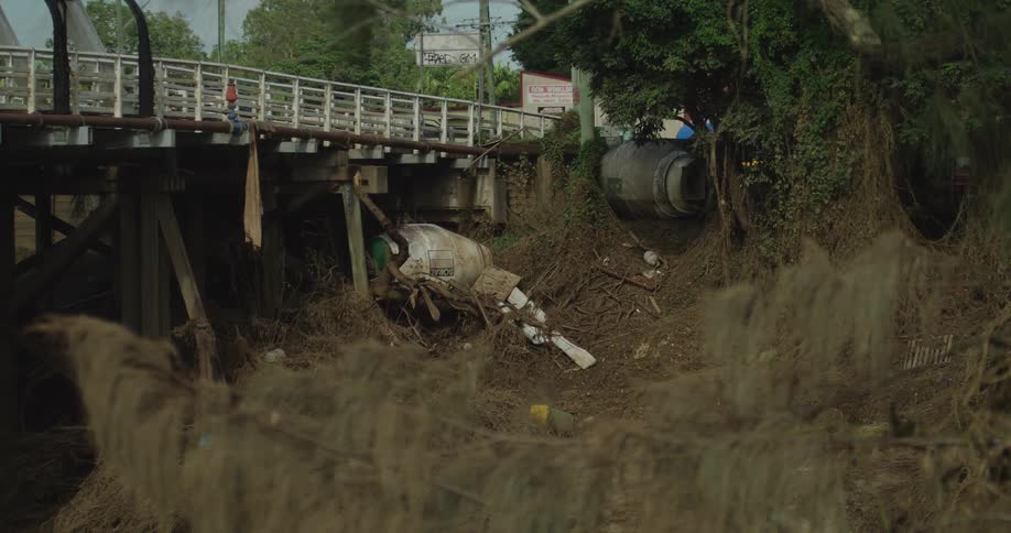 A view of a bridge with some damage