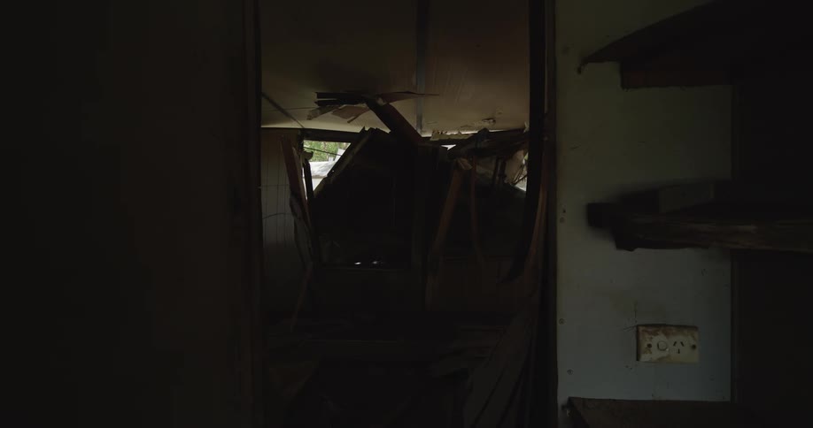 The room is full of debris