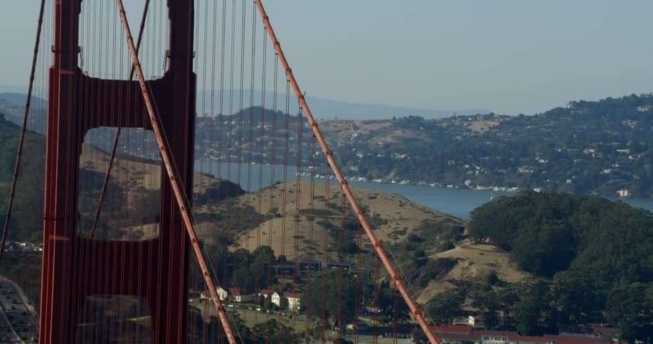 The sky is clear over the Golden Gate Bridge in San Francisco, California