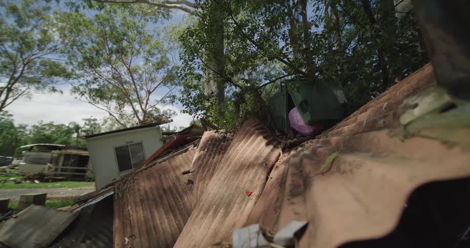 The destroyed trailers are in the woods