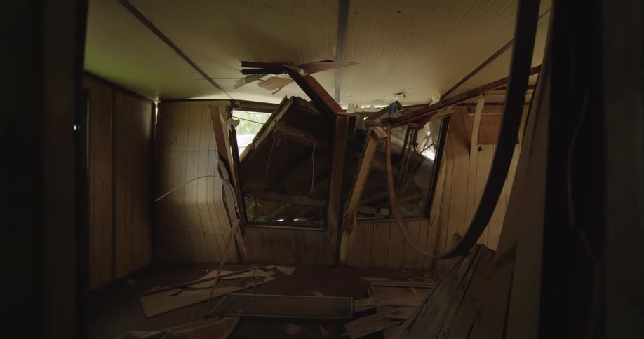 A view of a house that has been destroyed