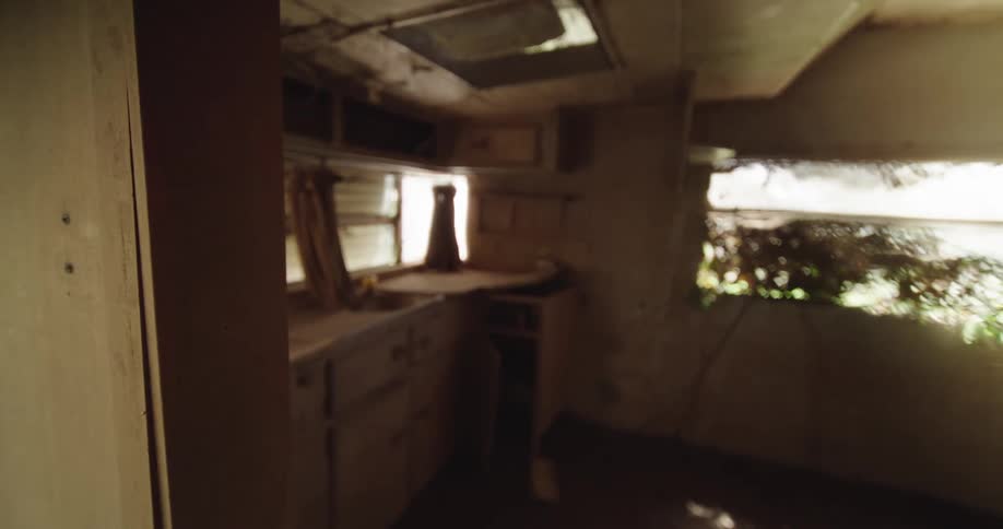 The room in the home is heavily damaged