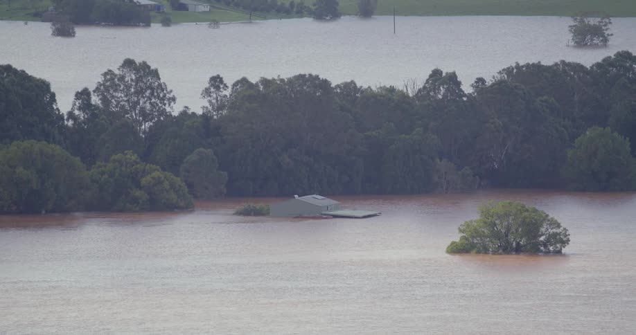 The home is flooded in the river