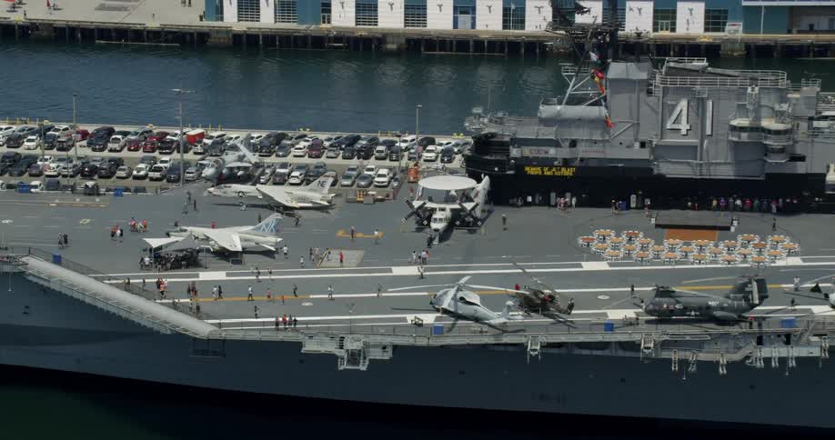 Aerial view of the USS Midway Memorial in Downtown San Diego