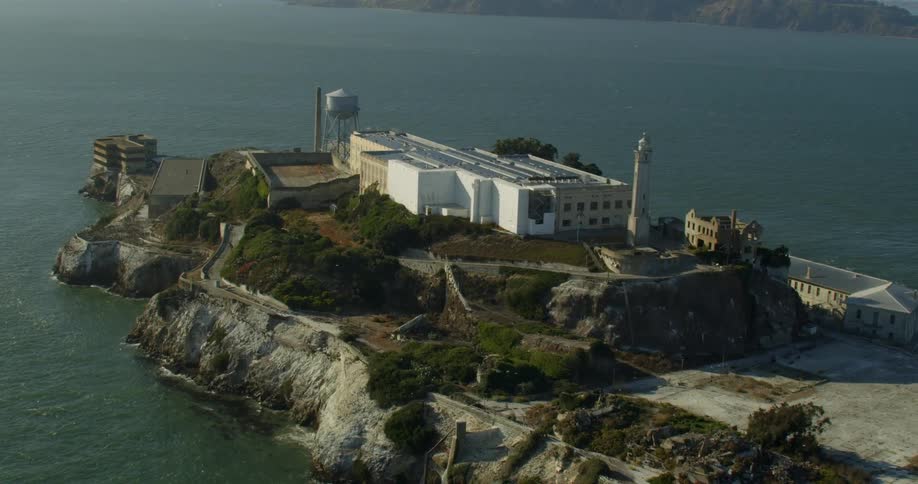 Alcatraz Island surrounded by water in San Francisco, California
