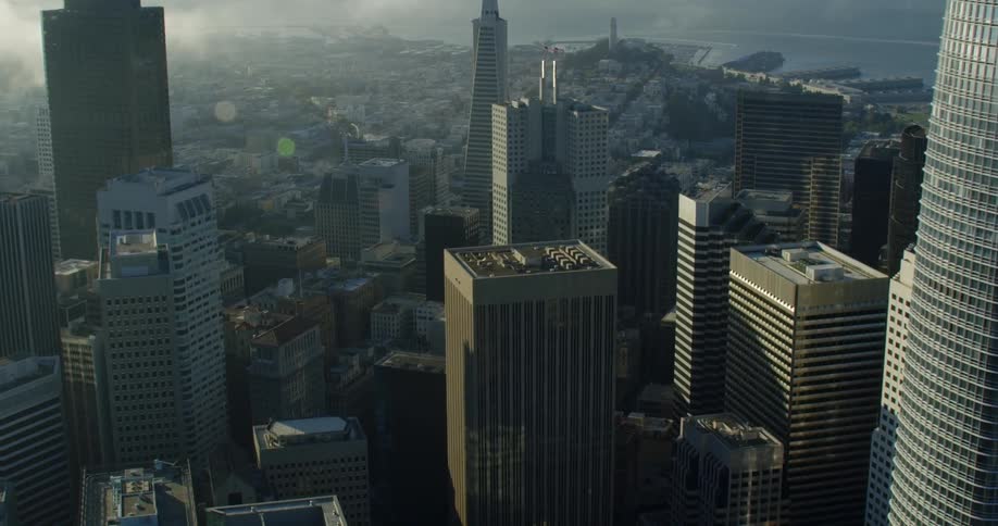 San Francisco, California on a foggy day in the city