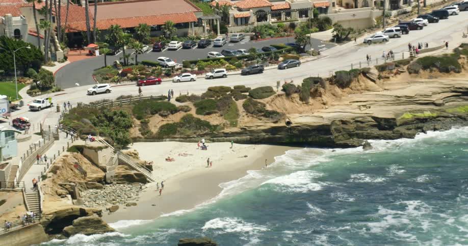 Waves roll near the beach in San Diego, California