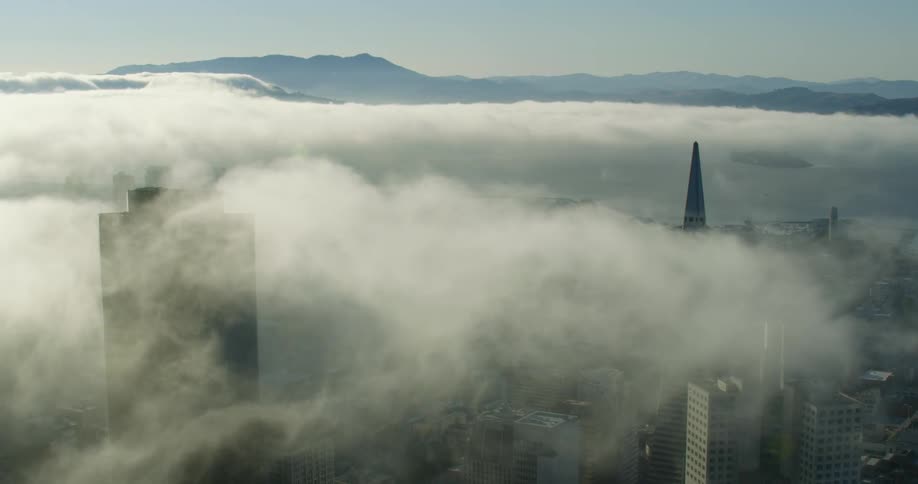 The marine layer moves through downtown San Francisco, California