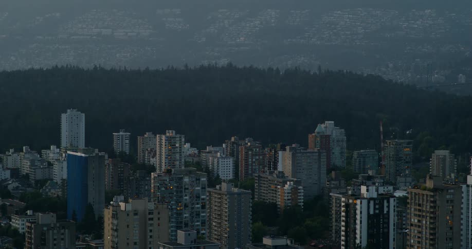 An aerial view of a large city