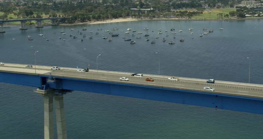 Cars driving over the Coronado Bridge in San Diego, California