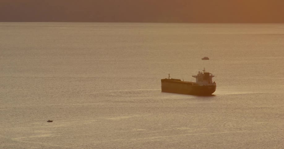 A large ship out at sea