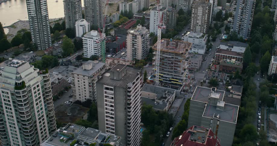 An aerial view of a city full of buildings