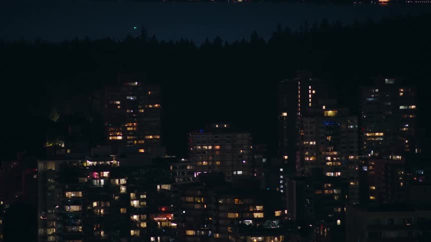 Buildings in a metropolis illuminated at night