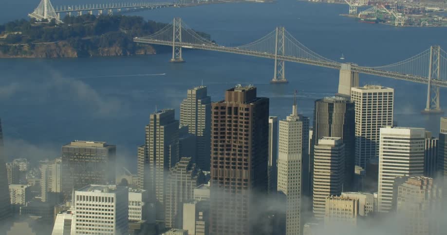View of skyscrapers near Bay Bridge in San Francisco, California