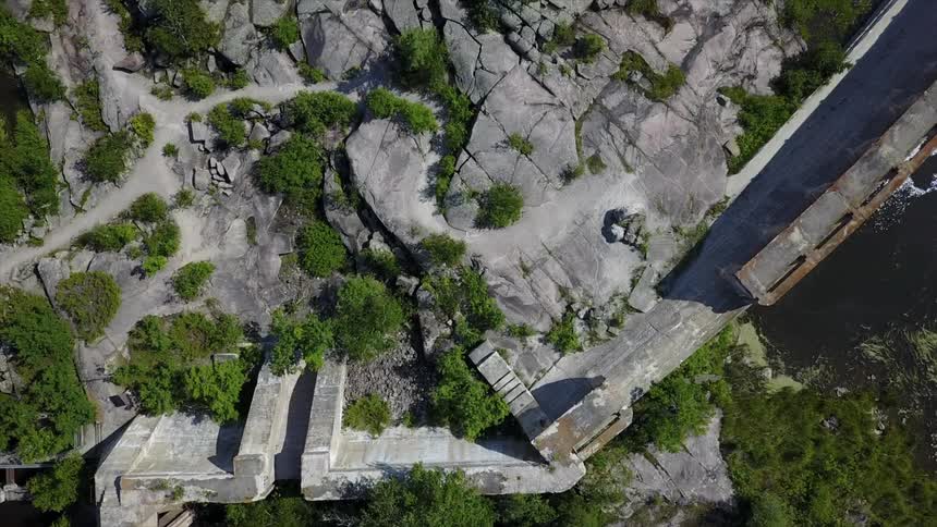 Aerial view of a dam