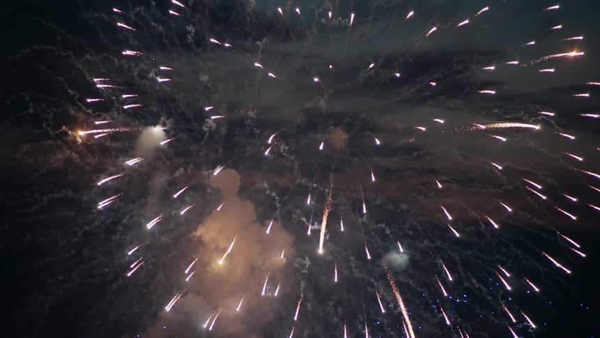 Fireworks lighting up the the dusk sky