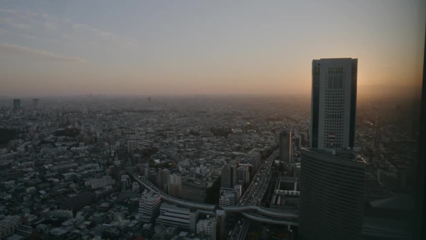 A large aerial view of a city