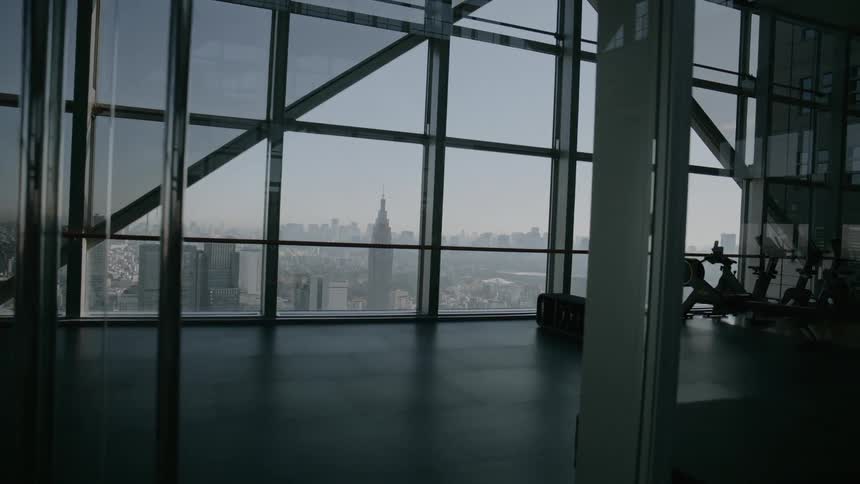 A view of a city out of an apartment