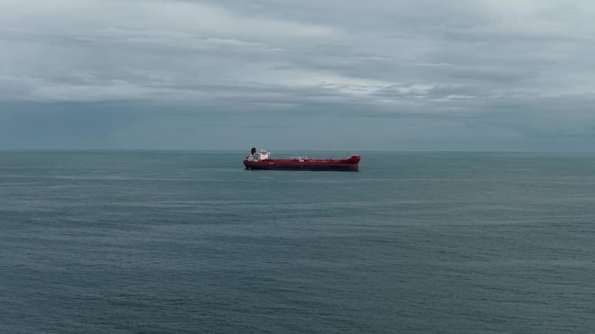 A large ship out on the ocean