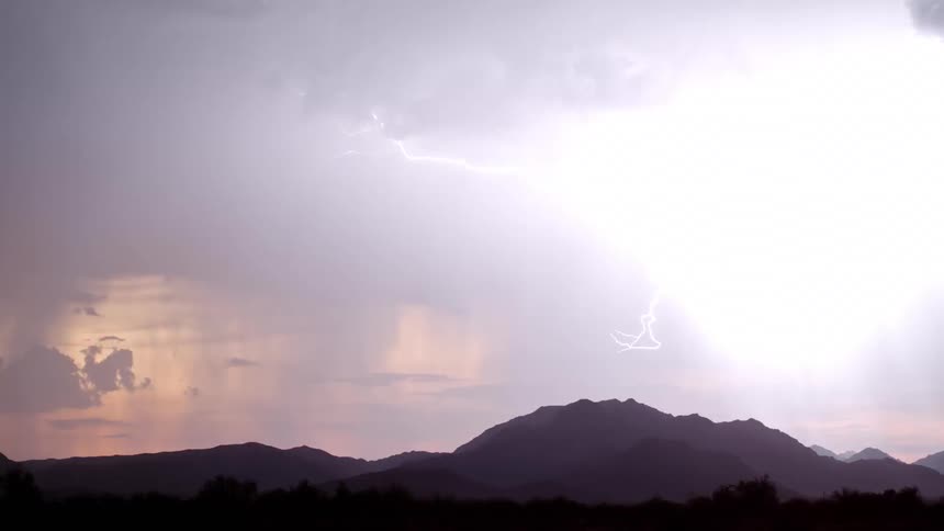Rain and thunderstorm over the mountain