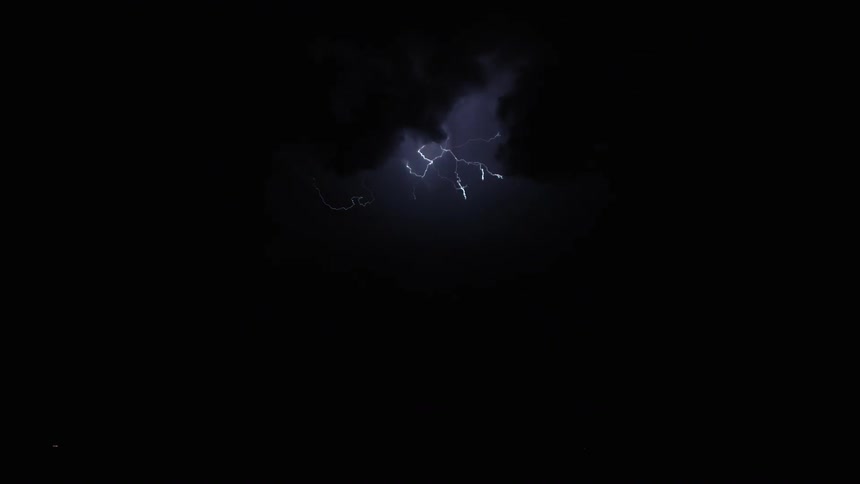 Branched lightning illuminates dark sky with thick clouds during intense storm