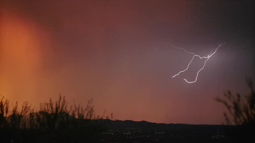 Slow motion of a lightning bolt striking