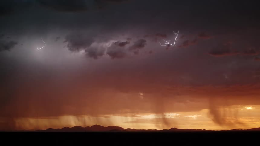 A view of lightning and rain