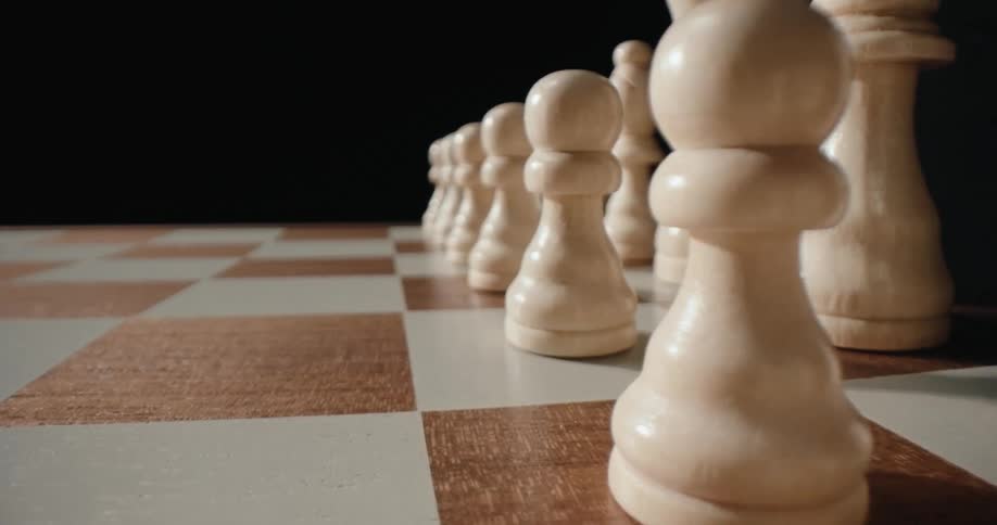 A view of chess pieces on a board