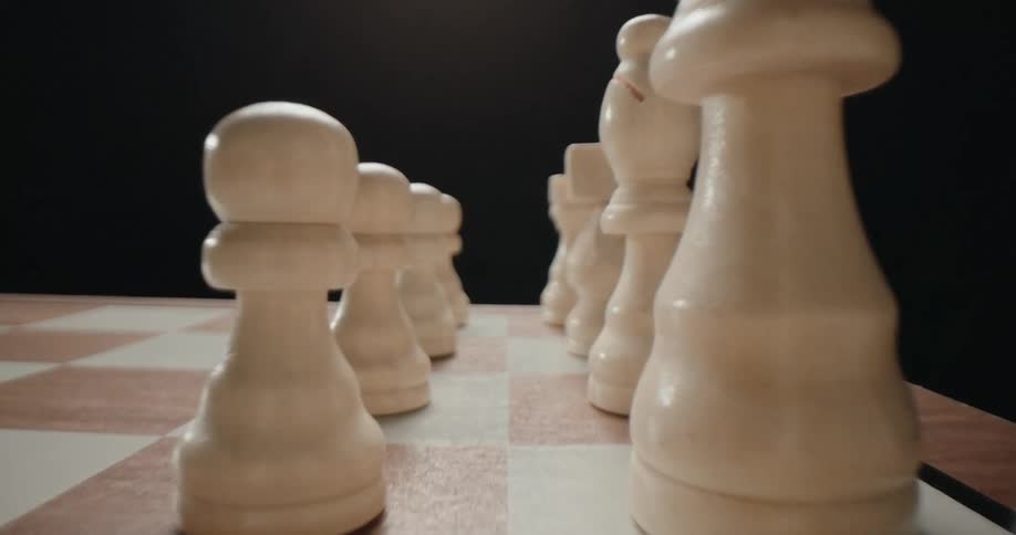 White pieces on a chessboard