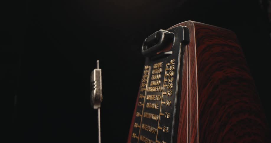 Mechanical metronome with bpm tempo markings and italian musical terms